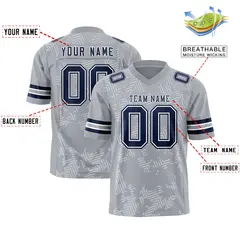 Gray Navy-White Graffiti Line Authentic Football Jersey 2