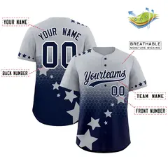 Gray Navy White Rising Stars Gradient Baseball Jersey 2