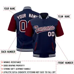 Gray Navy White Short Sleeve Full-Snap Varsity Jacket 2