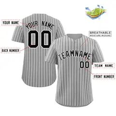 Gray Navy-White Stripe Fashion Baseball Jersey 2