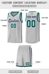 Gray Navy-White Two Bars Basketball Uniform Jersey 2