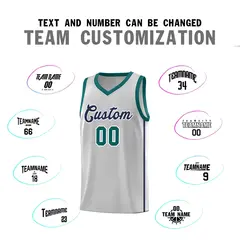 Gray Navy-White Two Bars Basketball Uniform Jersey 4