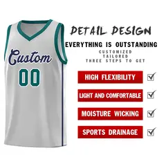 Gray Navy-White Two Bars Basketball Uniform Jersey 5