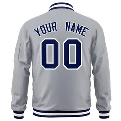 Gray Navy-White Varsity Full-Zip Letterman Bomber Jacket 4