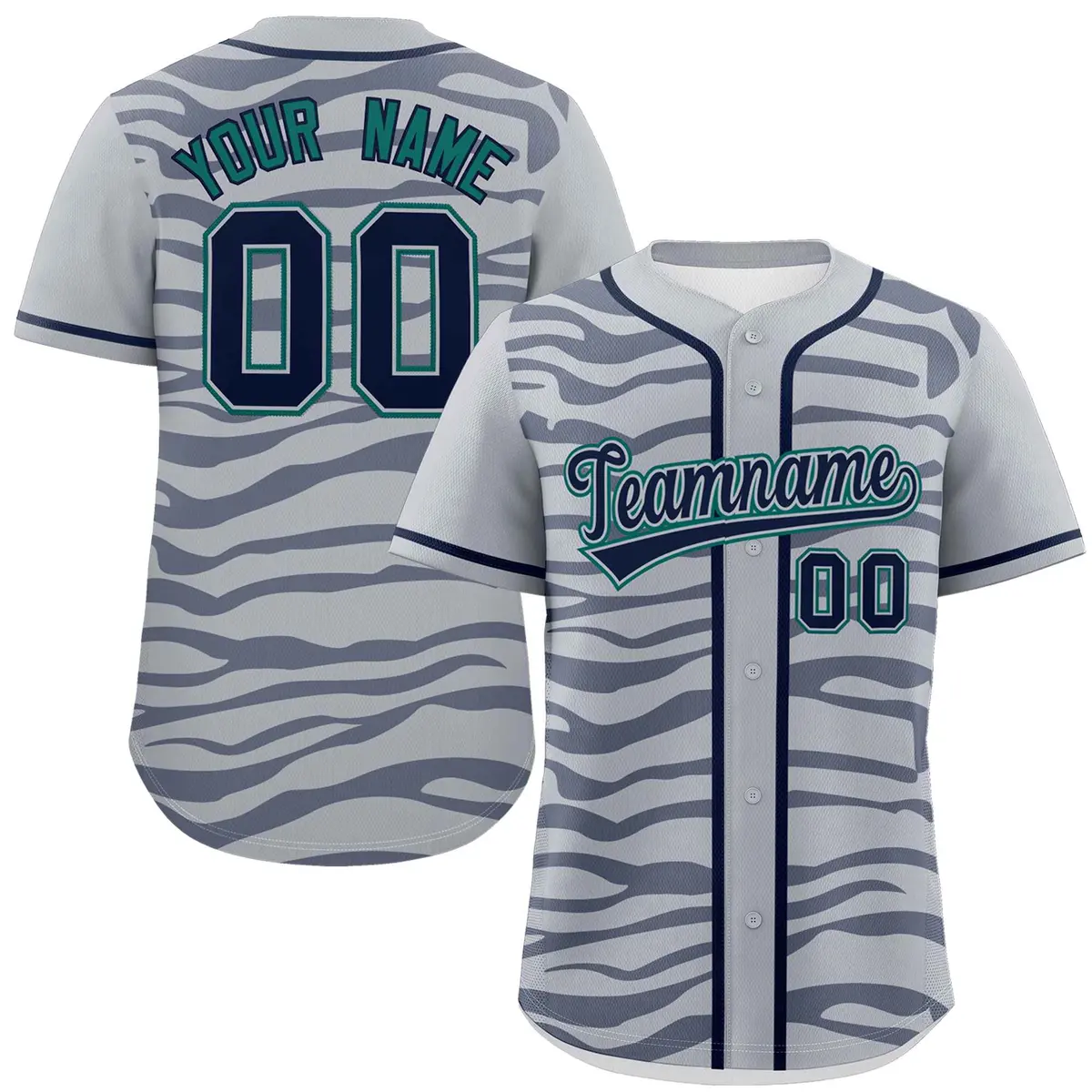 Gray Navy Zebra Graffiti Authentic Baseball Jersey