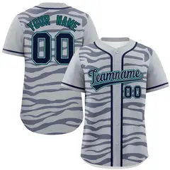 Gray Navy Zebra Graffiti Authentic Baseball Jersey 1
