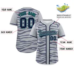 Gray Navy Zebra Graffiti Authentic Baseball Jersey 2