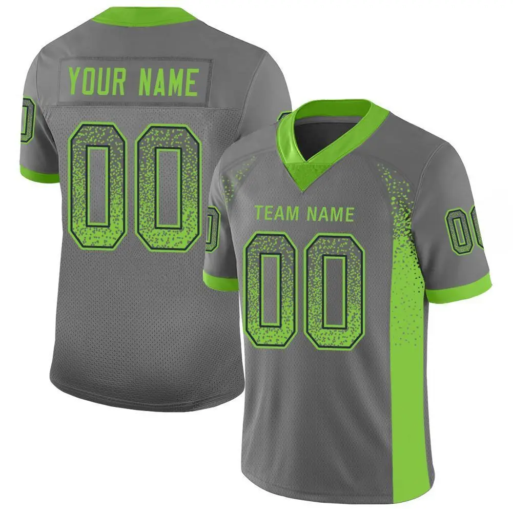 Gray Neon Green-Navy Drift Mesh Football Jersey