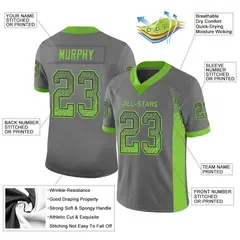 Gray Neon Green-Navy Drift Mesh Football Jersey 2