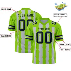 Gray Neon Green Razr Stripe Graffiti Flag Football Jersey 2