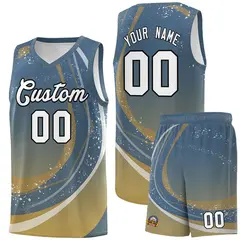 Gray Old Gold Galaxy Graffiti Basketball Jersey Uniform 1