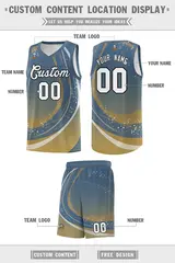 Gray Old Gold Galaxy Graffiti Basketball Jersey Uniform 2