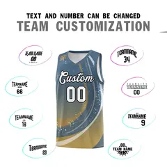 Gray Old Gold Galaxy Graffiti Basketball Jersey Uniform 3