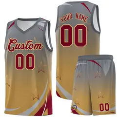 Gray Old Gold Gradient Star Graffiti Basketball Jersey
