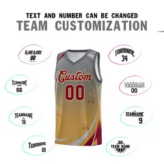 Gray Old Gold Gradient Star Graffiti Basketball Jersey 3
