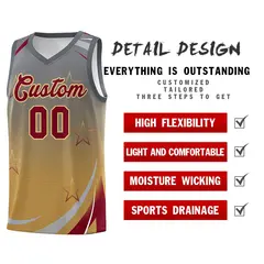 Gray Old Gold Gradient Star Graffiti Basketball Jersey 4