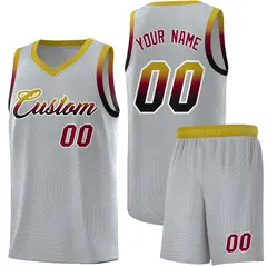 Gray Old Gold Wave Pattern Sports Uniform Basketball Jersey
