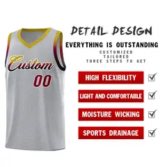 Gray Old Gold Wave Pattern Sports Uniform Basketball Jersey 2