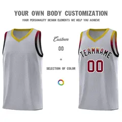Gray Old Gold Wave Pattern Sports Uniform Basketball Jersey 3