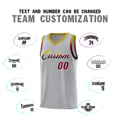 Gray Old Gold Wave Pattern Sports Uniform Basketball Jersey 4