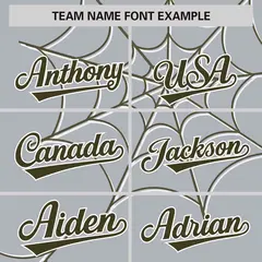 Gray Olive Spider Web Raglan Authentic Baseball Jersey 3