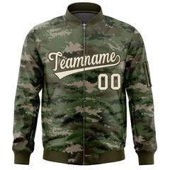Gray Olive Varsity Full-Zip Camo Letterman Bomber Jacket 3
