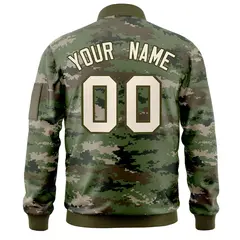 Gray Olive Varsity Full-Zip Camo Letterman Bomber Jacket 4