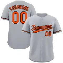 Gray Orange-Black Authentic Classic Baseball Jersey 1