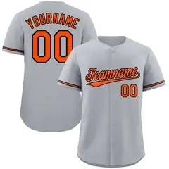 Gray Orange-Black Authentic Classic Baseball Jersey 1