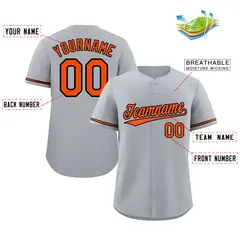 Gray Orange-Black Authentic Classic Baseball Jersey 2