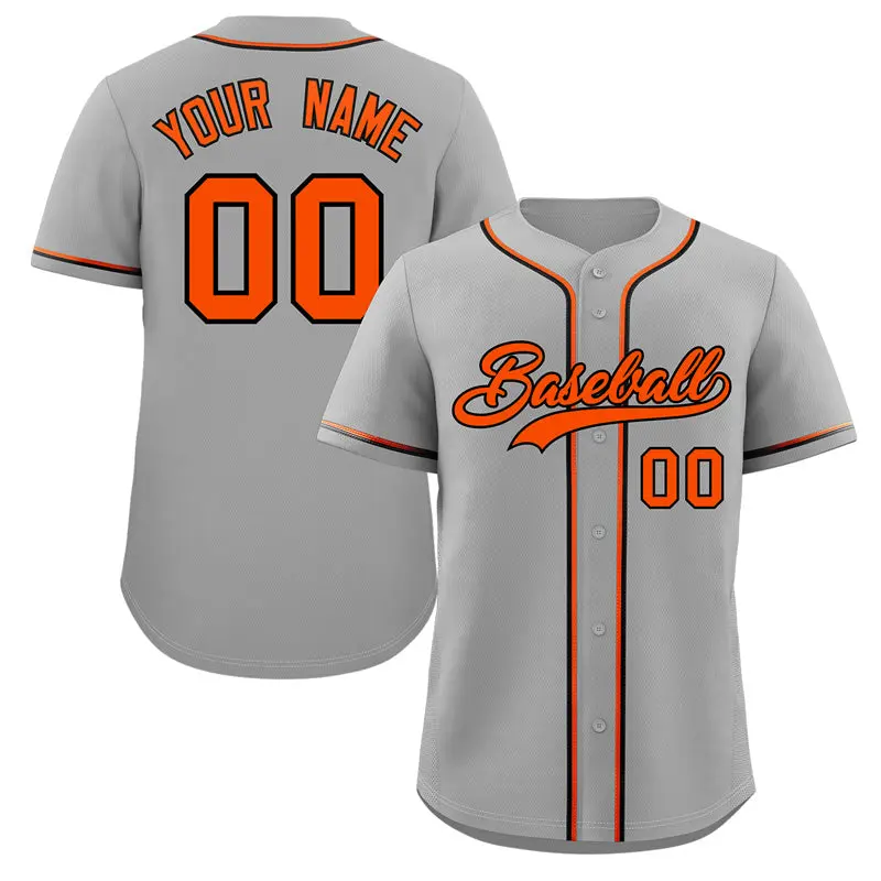 Gray Orange-Black Authentic Classic Baseball Jersey
