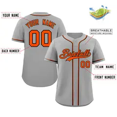 Gray Orange-Black Authentic Classic Baseball Jersey 2