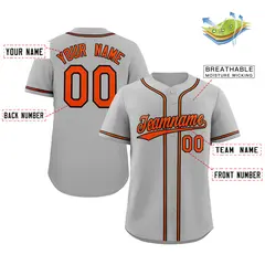 Gray Orange-Black Authentic Classic Baseball Jersey 2