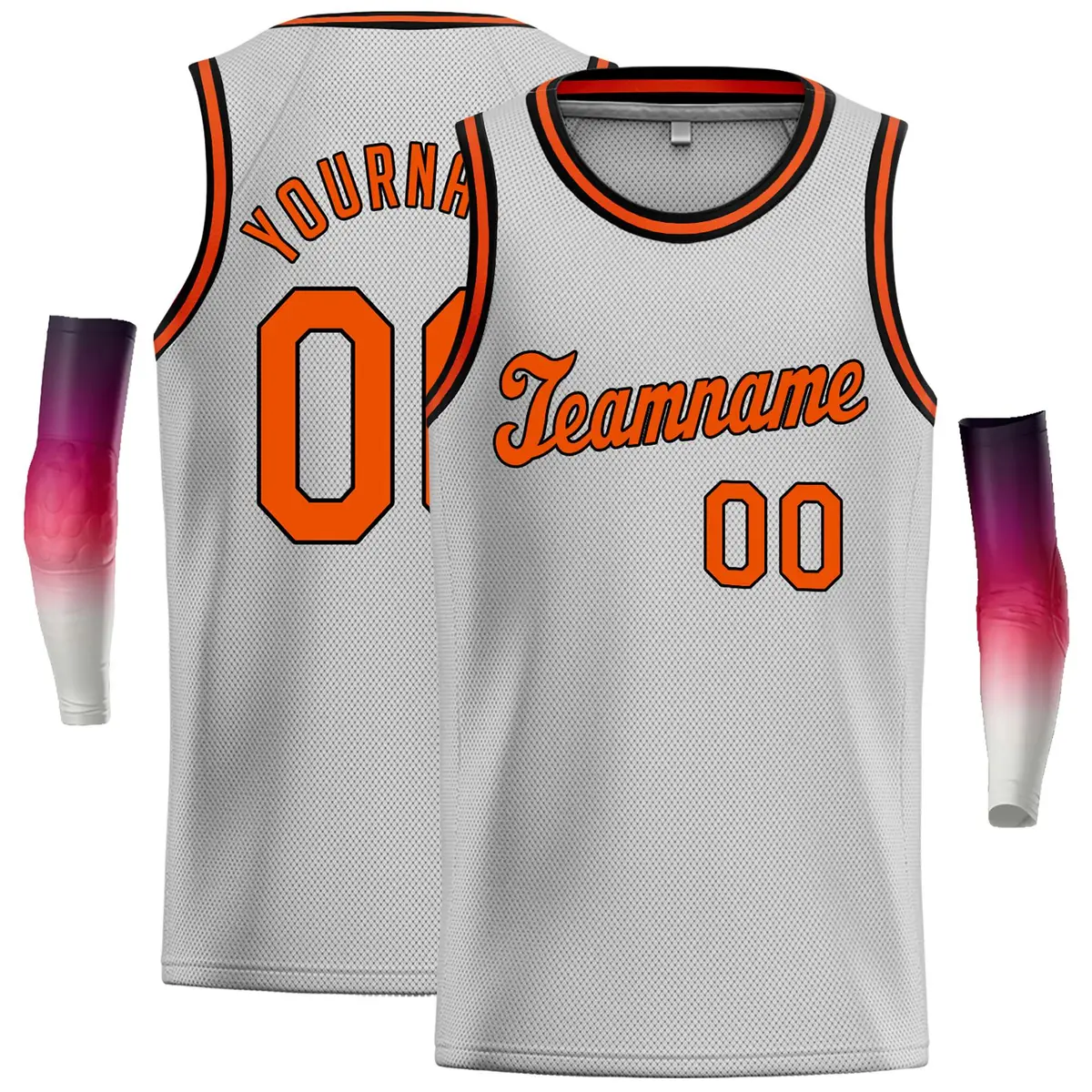 Gray Orange-Black Classic Casual Basketball Jersey