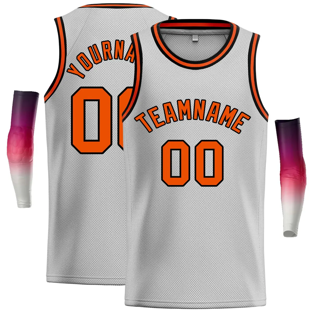 Gray Orange-Black Classic Casual Basketball Jersey