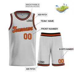 Gray Orange-Black Classic Sets Basketball Uniform Jersey 3