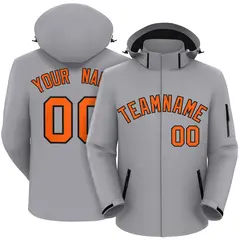 Gray Orange-Black Classic Style Waterproof Jacket