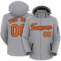 Gray Orange-Black Classic Style Waterproof Jacket 1