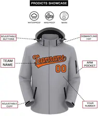 Gray Orange-Black Classic Style Waterproof Jacket 2