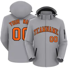Gray Orange-Black Classic Style Waterproof Jacket 1