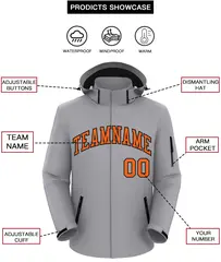 Gray Orange-Black Classic Style Waterproof Jacket 2