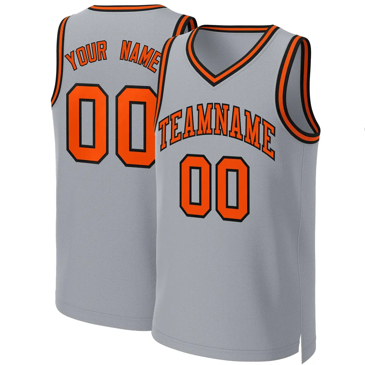 Gray Orange-Black Classic Team Basketball Jersey