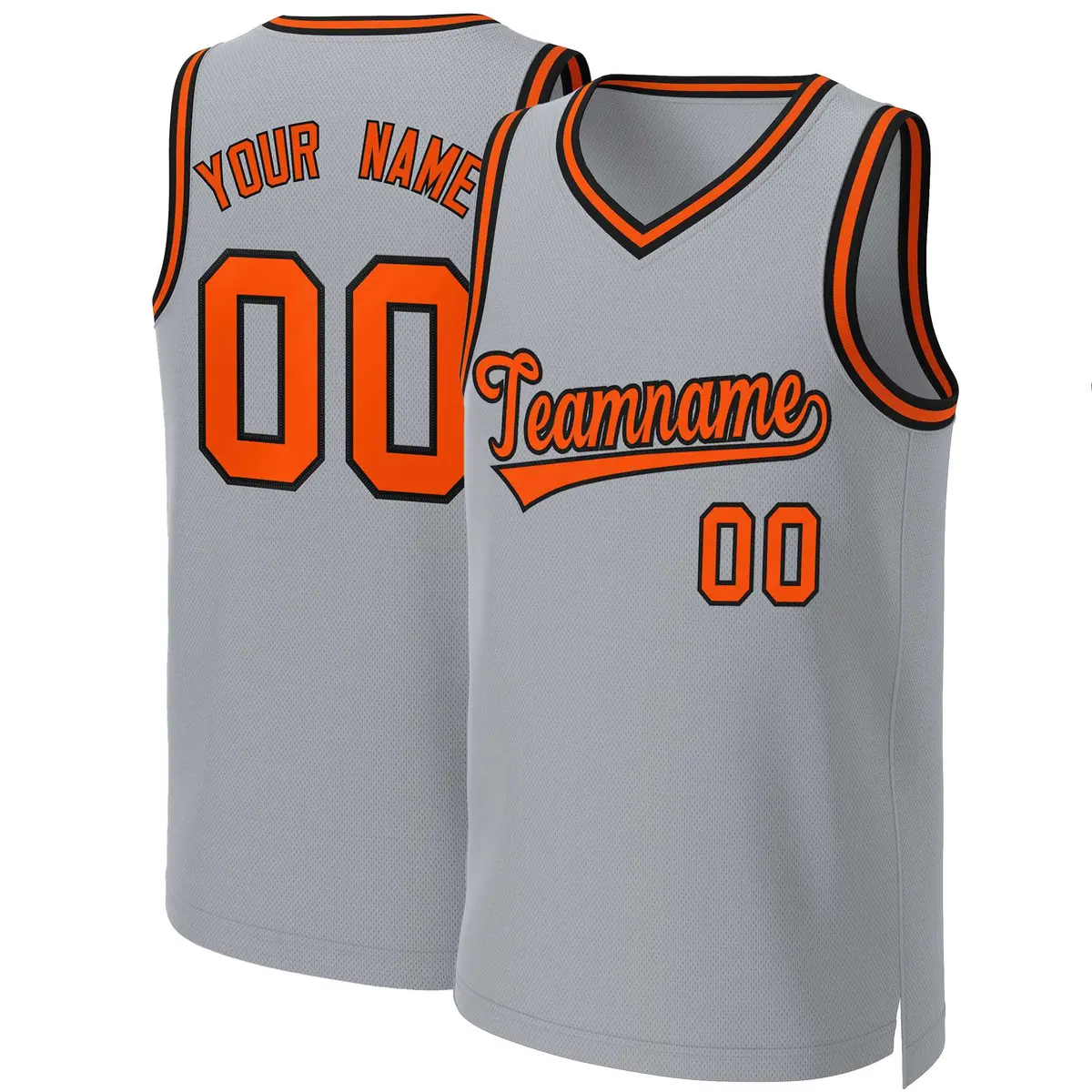 Gray Orange-Black Classic Team Basketball Jersey