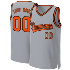 Gray Orange-Black Classic Team Basketball Jersey