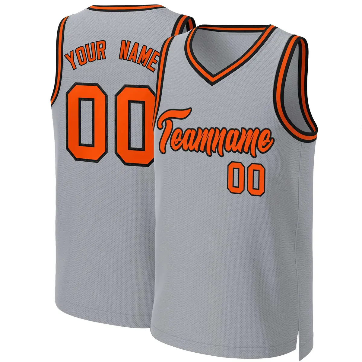 Gray Orange-Black Classic Team Basketball Jersey