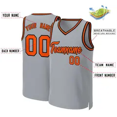 Gray Orange-Black Classic Team Basketball Jersey 2