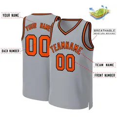 Gray Orange-Black Classic Team Basketball Jersey 2