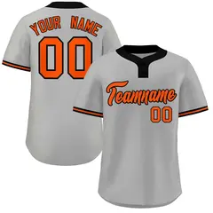 Gray Orange-Black Classic Two-Button Softball Jersey