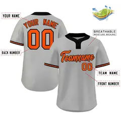Gray Orange-Black Classic Two-Button Softball Jersey 2