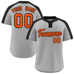 Gray Orange-Black Classic Two-Button Softball Jersey